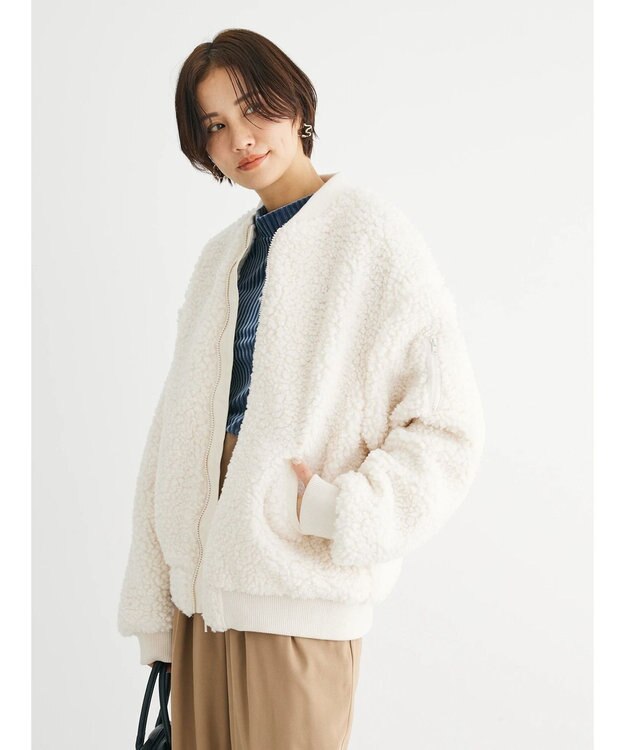 Green Parks ・Ｄｏｕｂｌｅ　Ｆｌａｇｓ　　ボアブルゾン Ivory