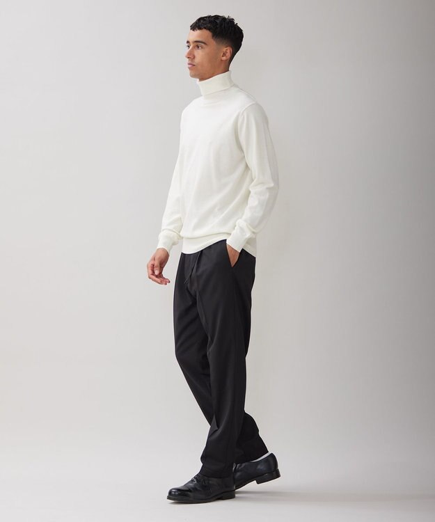 UNFILO MENS ウールライク テーパードパンツ ブラック