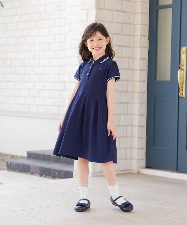 組曲 KIDS 【110-140㎝】ストレッチカノコ ワンピース ネイビー
