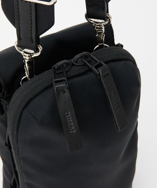 russet ≪500mlペットボトルが入る≫ナイロン多機能ミニショルダーバッグ(CE-1613) Black