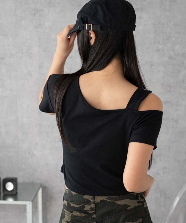 WEGO ベルトワンショルグラフィックちびT ブラック