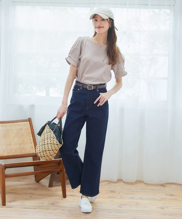 Tiaclasse 【UVケア・接触冷感】“あまラク” ハートネックカットソートップス グレージュ