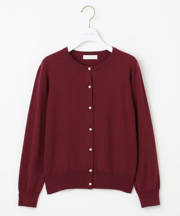 ANY SIS 【ウールブレンドシリーズ】ベーシック カーディガン ボルドー