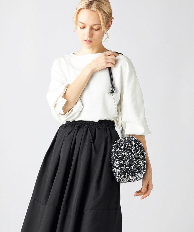 LA BAGAGERIE 【MONICA】スパンコール巾着ショルダー シルバー