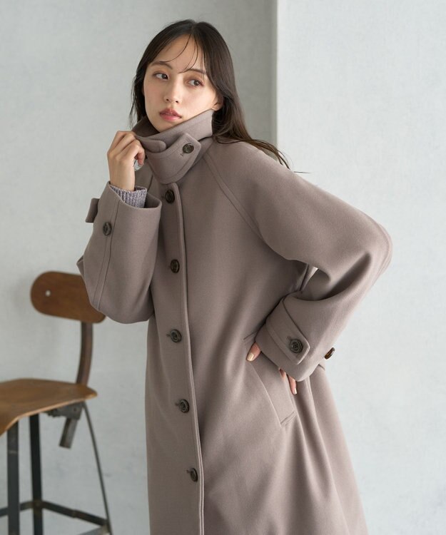 earth music&ecology 2WAYカラーロングコート モカ