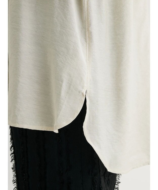 Green Parks バンドカラーシアーシャツ Gray Beige