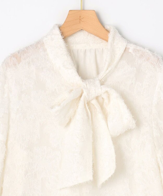 組曲 L 【KUMIKYOKU NAVY / 前後着用可】ヘアリーシフォン ブラウス アイボリー系