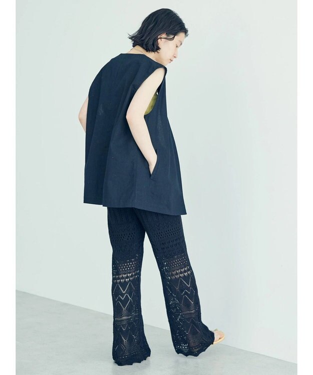 AMERICAN HOLIC 透かし編みニットパンツ Black