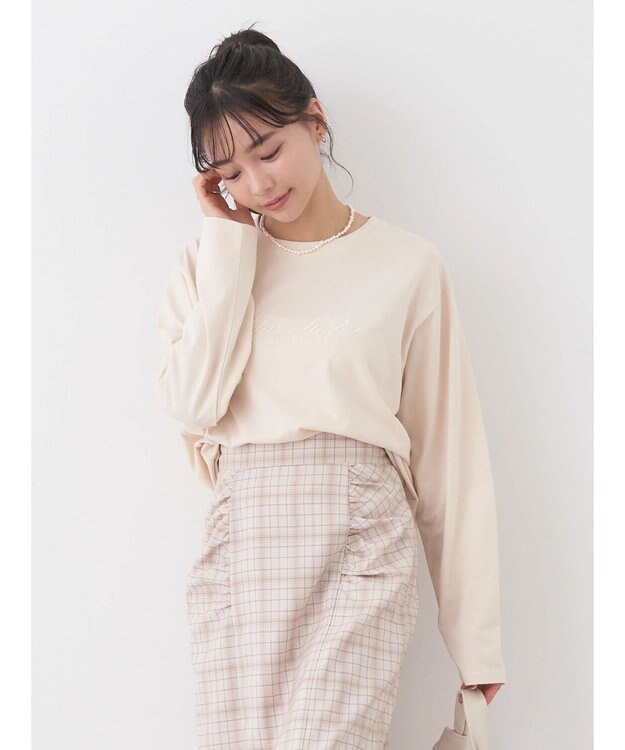 earth music&ecology ｓｔａｒ　ｃｌｕｓｔｅｒ　ロゴロンＴＥＥ Light Beige