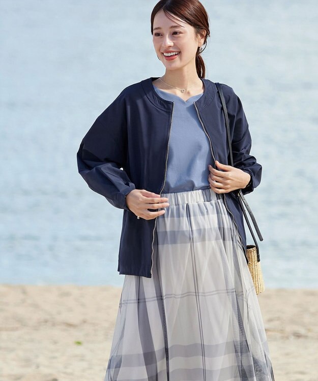 Tiaclasse 【UVケア・接触冷感】“あまラク” ハートネックカットソートップス ブルー