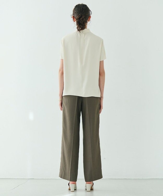 BEIGE， EVA / ハイネックハーフスリーブブラウス Sheer Orange