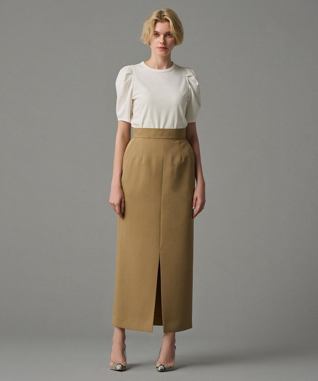 uncrave 【吸水速乾・洗濯機洗い可】エコ ドライ チノ Ｉラインスカート（uncrave STANDARD） キャメル