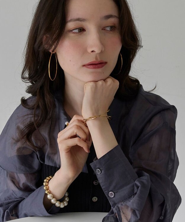 Phoebe 【金属アレルギー対応】ライトフープビッグピアス　ゴールド/ステンレス/大振り ゴールド