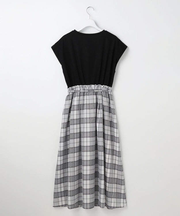 ANY SIS ファブリックドッキング ワンピース ブラック×ブロックチェック