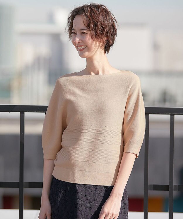 自由区 【XSサイズ～/洗える】ドライタッチホールガーメント ニット ピンク系