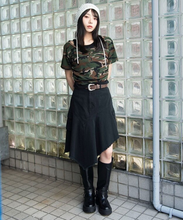 WEGO レイヤードキーネック半袖T 柄1