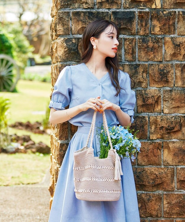 Tiaclasse クロシェ編みトートバッグ アイボリー