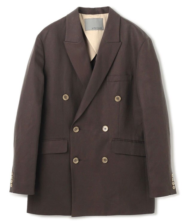 uncrave テンセルライトリネン ビッグジャケット ブラウングレー