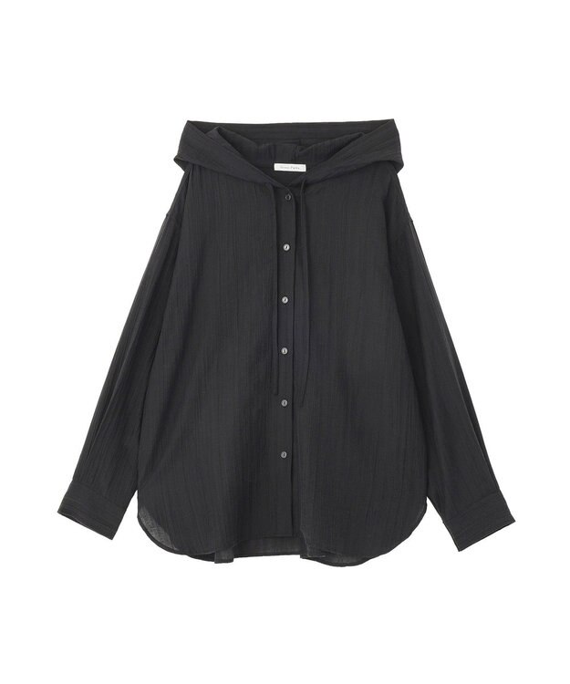 Green Parks シアーフードシャツ Black