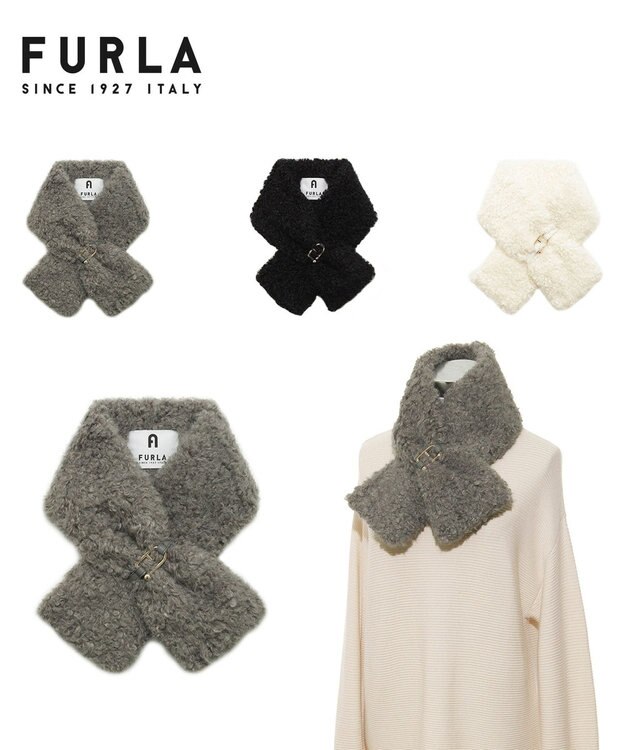 MOONBAT FURULA プードルファーマフラー グレー