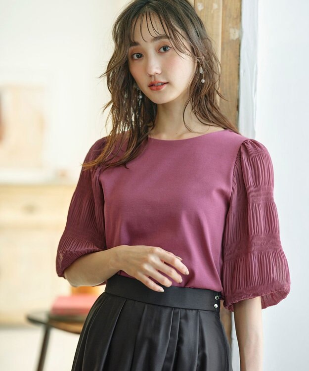 ANY SIS S 【洗える】マジョリカスリーブ プルオーバー プラム