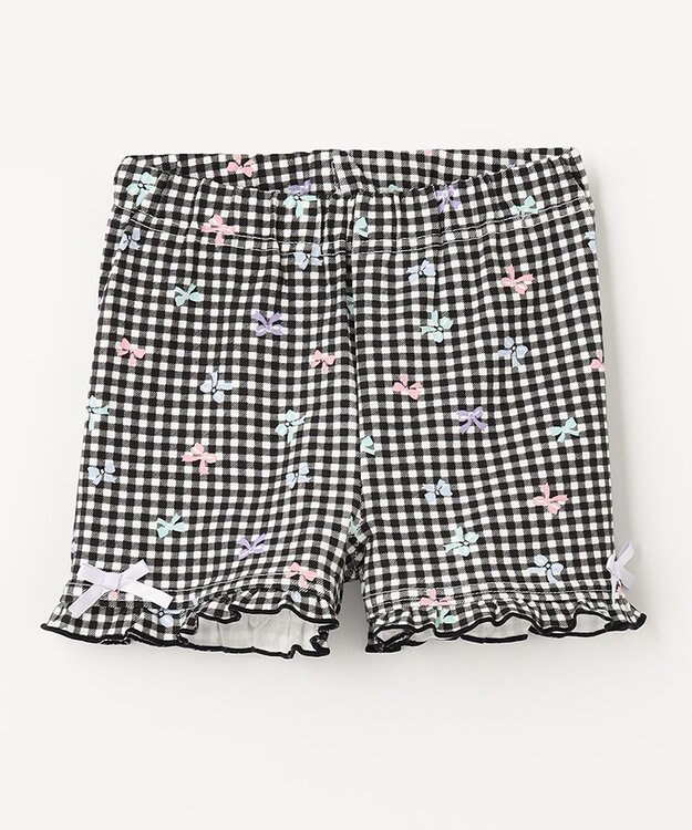 ANY KIDS 1分丈 スパッツ ギンガムチェック×リボン