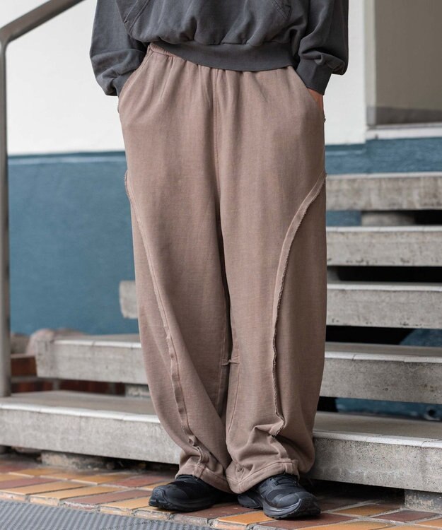 WEGO 【ユニセックス着用ITEM/ウエストゴム/MLサイズ展開】バルーン3Dスウェットパンツ ブラウン