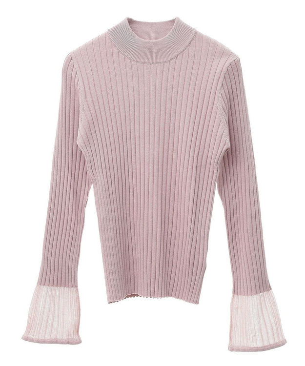 earth music&ecology シアースリーブリブハイネックプルオーバー Pink