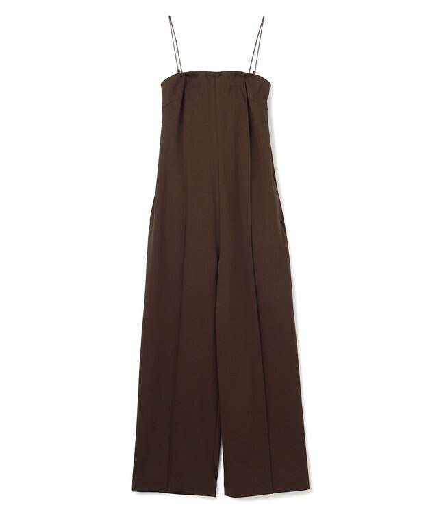 BEIGE， 【洗える】PHILOX / ハイストレッチベアトップオールインワン Brown