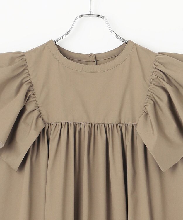 #Newans 【イージーケア】スカラップヘムチュニックブラウス カーキ系