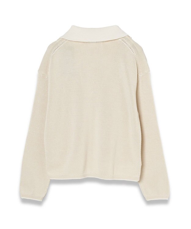 JOSEPH 【洗える】マイクロストライプ　ポロカラーニット Ivory/Quail