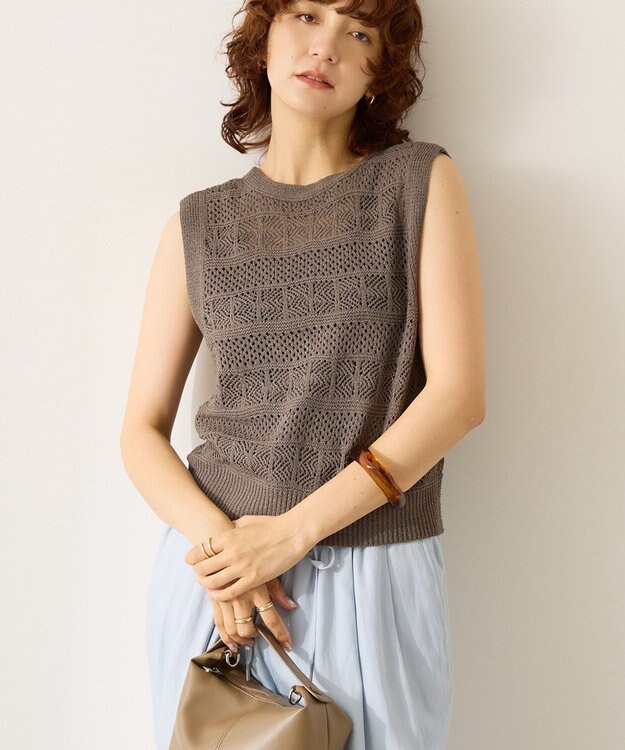 AMERICAN HOLIC 【前後2WAY】レース編みニットベスト Charcoal Gray