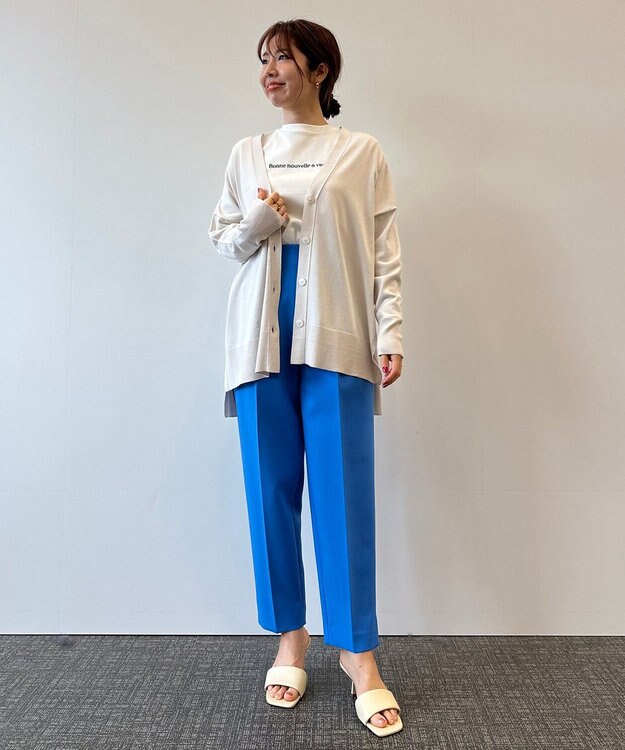 UNFILO 【抗菌防臭】スタイルアップニット NEW カーディガン アイボリー