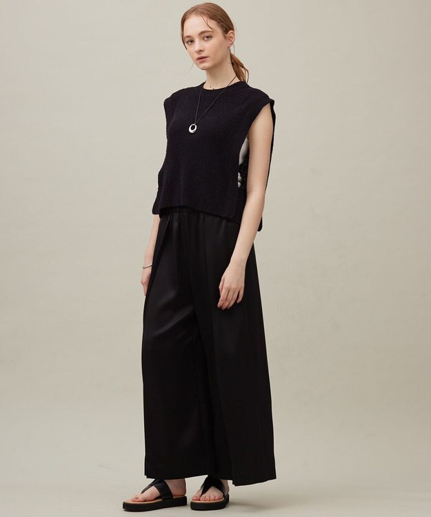 23区 【SACRA】コットンナイロンブークレ ポルカリブ ニット ブラック系