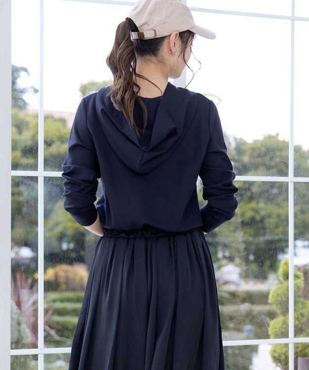 Tiaclasse L 【洗える】パーカードッキングワンピース ネイビー