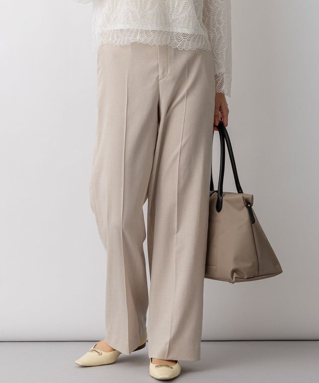 23区 【先行予約】アイアスマットストレッチ ワイド パンツ ベージュ系