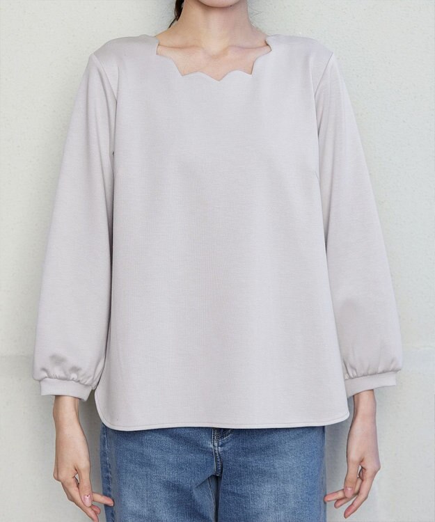 Tiaclasse 【洗える】【ふわもち美すふれ】スカラップカットソー エクリュ