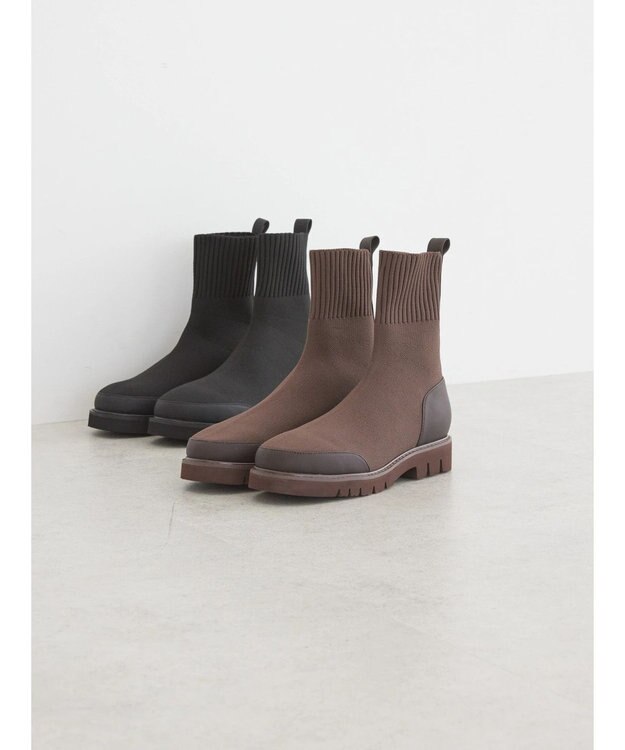 AMERICAN HOLIC ニットショートブーツ Brown