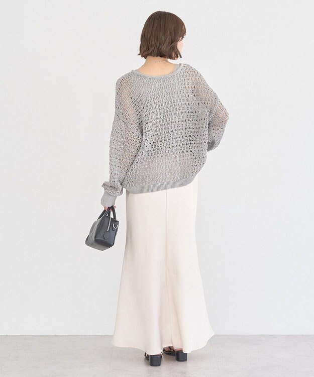 earth music&ecology メッシュニットプルオーバー Gray