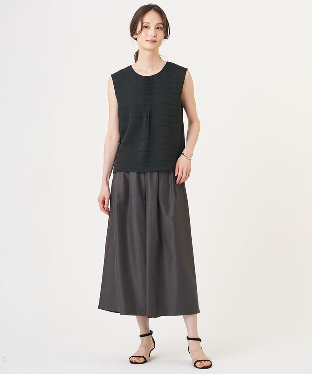J.PRESS LADIES 【WEB限定】シアーチェック ノースリーブ カットソー ブラックチェック系