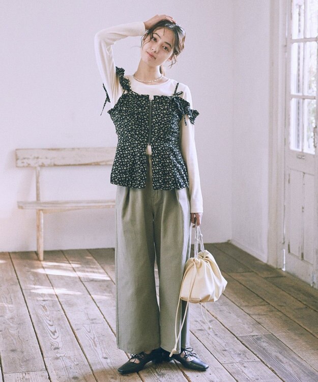 earth music&ecology フラワーペプラムビスチェ Black