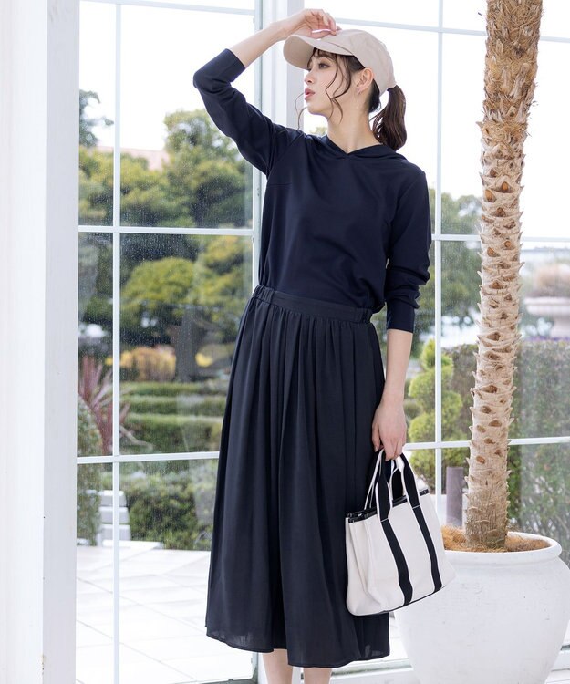 Tiaclasse L 【洗える】パーカードッキングワンピース ネイビー