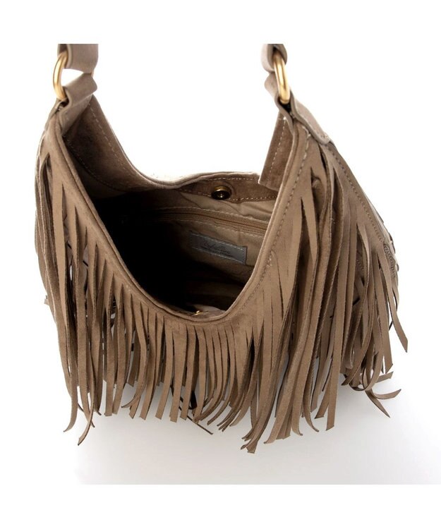 UNBILLION カシュカシュ cachecache / スエードフリンジセミショルダー ダークベージュ