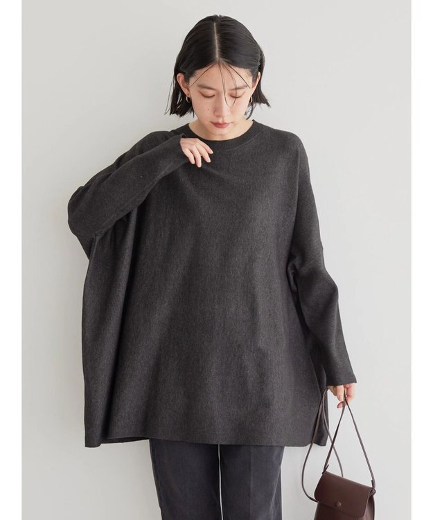 AMERICAN HOLIC バイパチポンチョライクＢＩＧニットチュニック Charcoal Gray