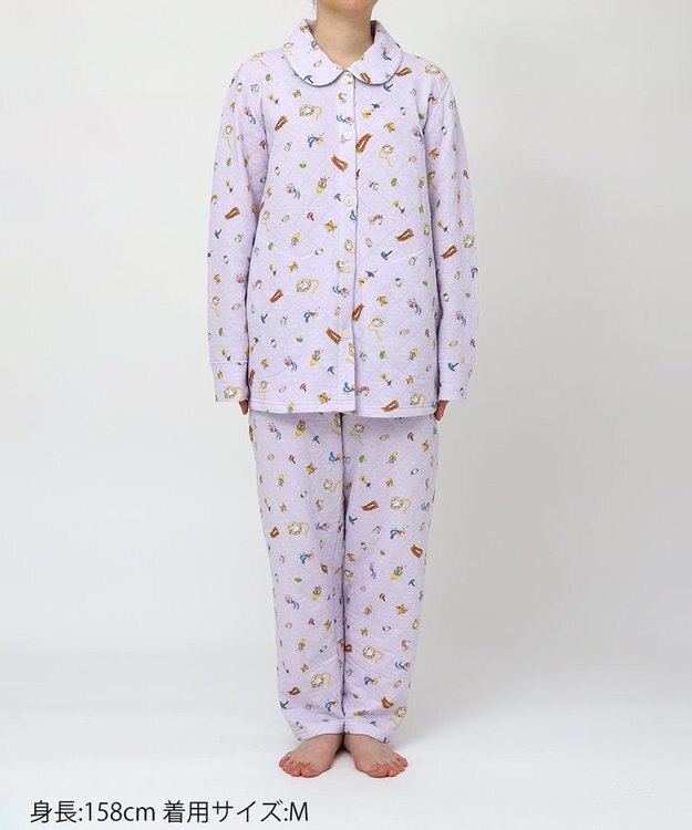tsumori chisato SLEEP ツモリチサト パジャマ キルトニット素材(本体) あったか 長袖 長ズボン レディース UDW404 /ワコール パープル
