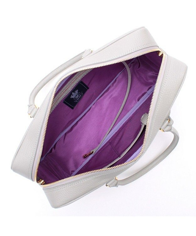 A.D.M.J. 【牛革】アノニマス/A4サイズ対応クリスタルビー付ボストン34cm オフホワイト