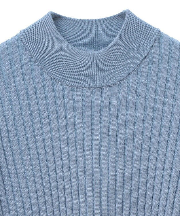 earth music&ecology シアースリーブリブハイネックプルオーバー Sax