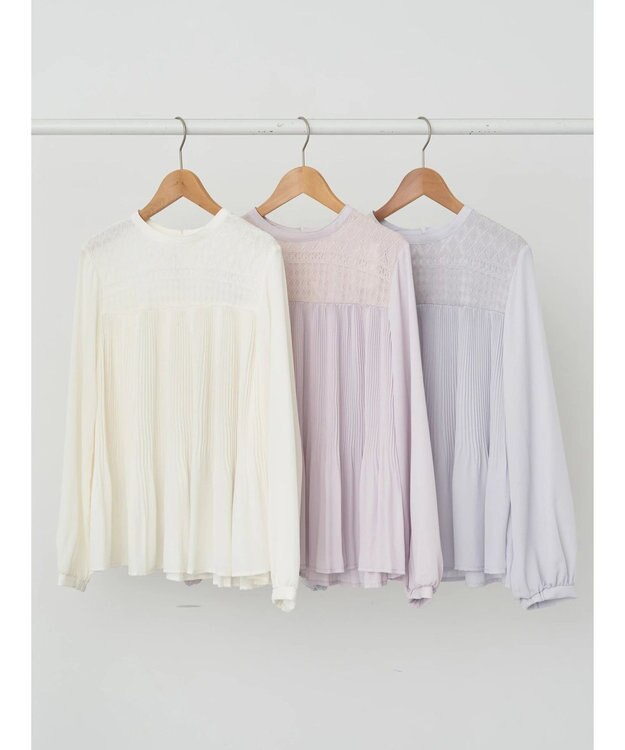 earth music&ecology レースプリーツブラウス Light Pink