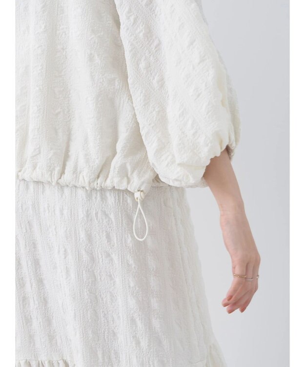 earth music&ecology シャーリングタックスリーブブルゾン Ivory