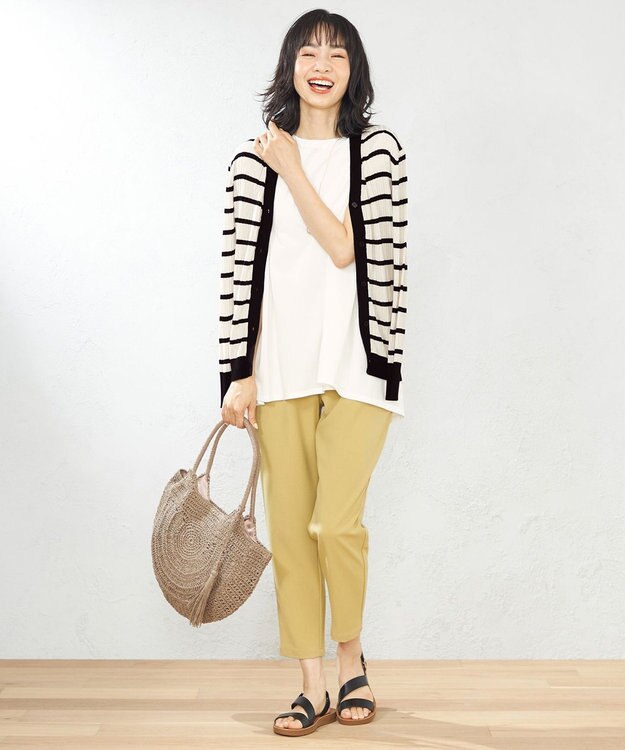 ANY 【UVケア】ミドルレングス カーディガン オフ×ブラック